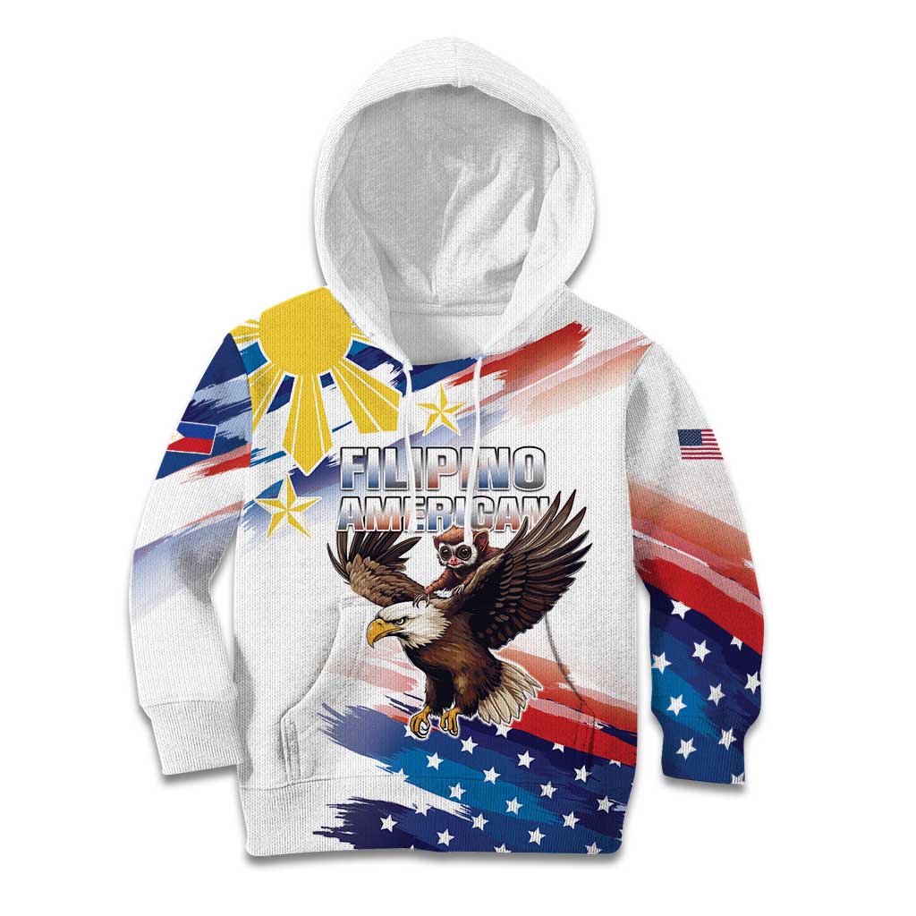 Filipino American History Month Kid Hoodie Bald Eagle Tarsier Together LT05 - Wonder Print Shop