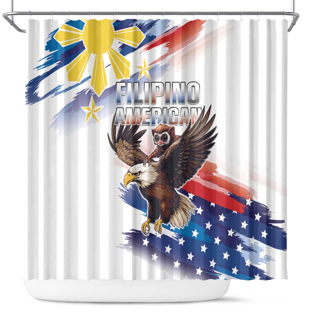 Filipino American History Month Shower Curtain Bald Eagle Tarsier Together