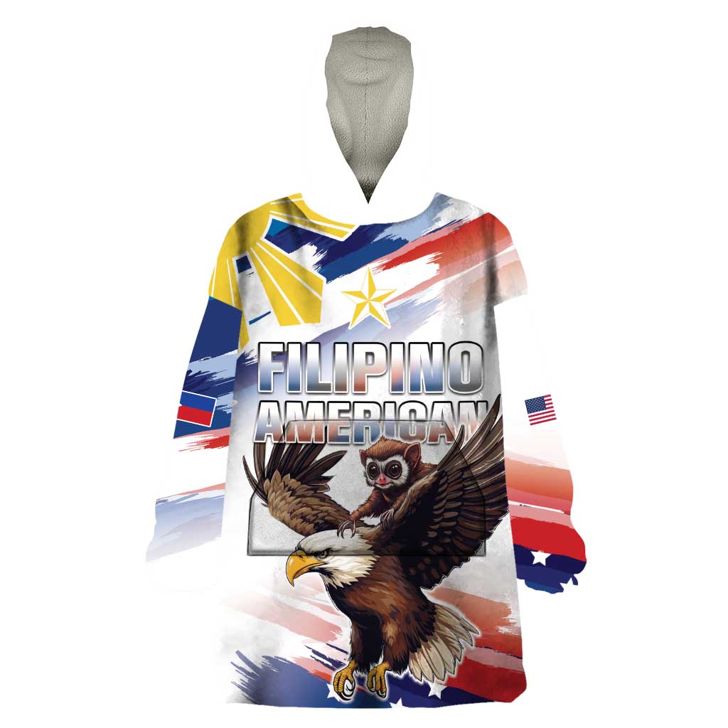 Filipino American History Month Wearable Blanket Hoodie Bald Eagle Tarsier Together