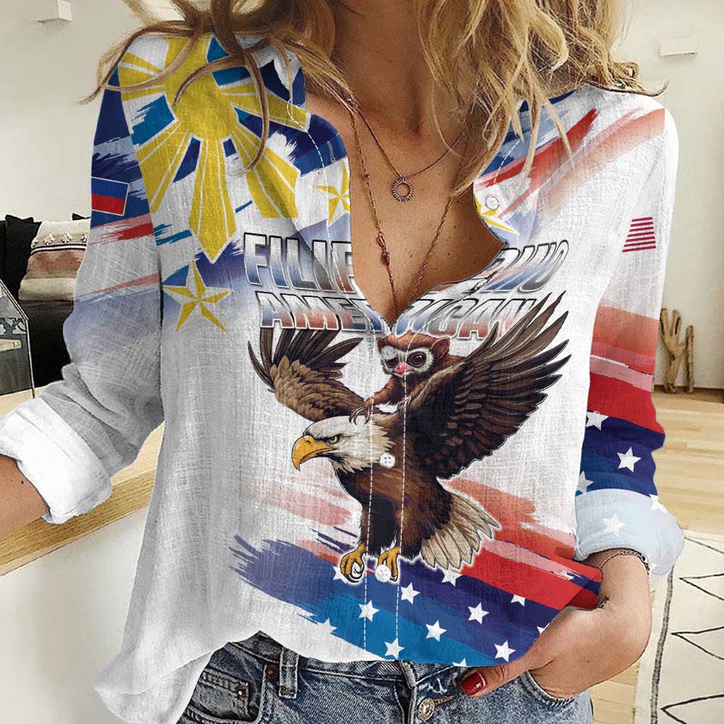 Filipino American History Month Women Casual Shirt Bald Eagle Tarsier Together