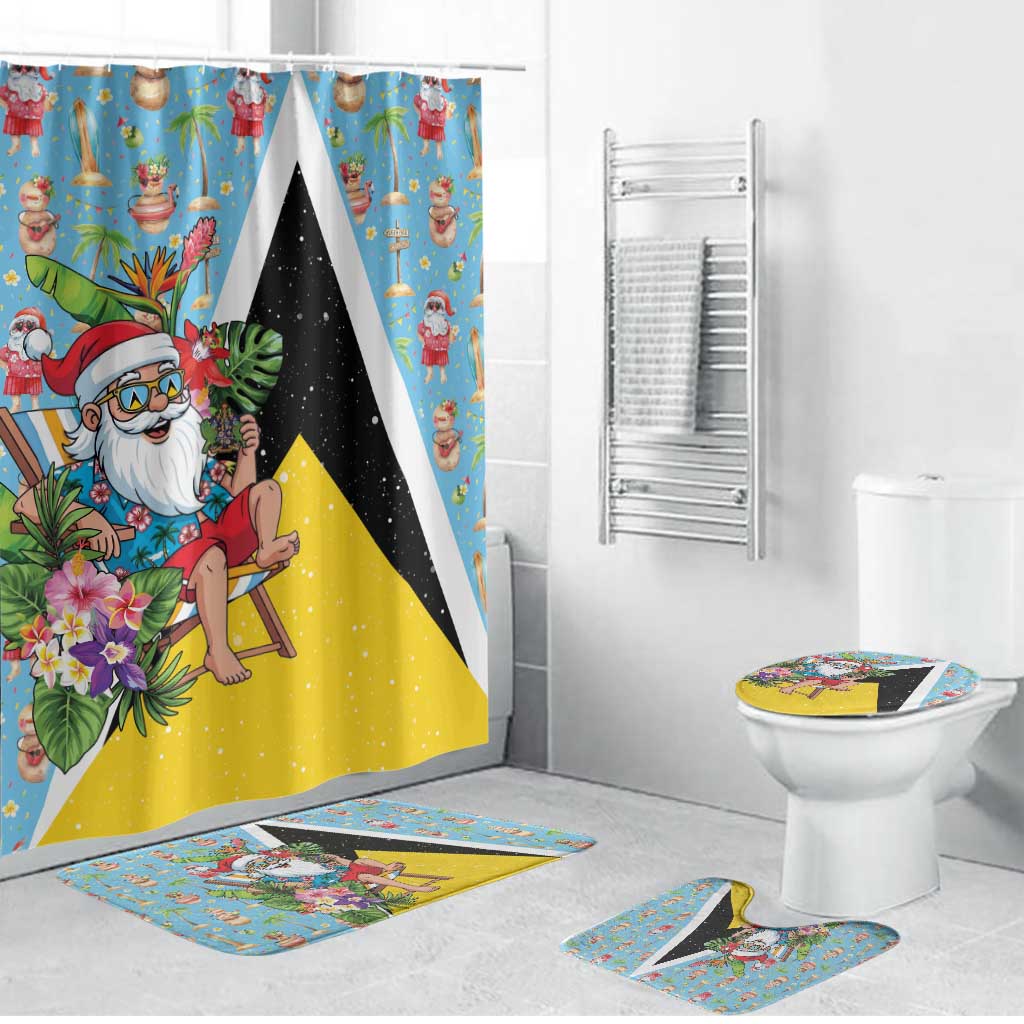 Saint Lucia Christmas Bathroom Set Tropical Santa Claus - Wonder Print Shop
