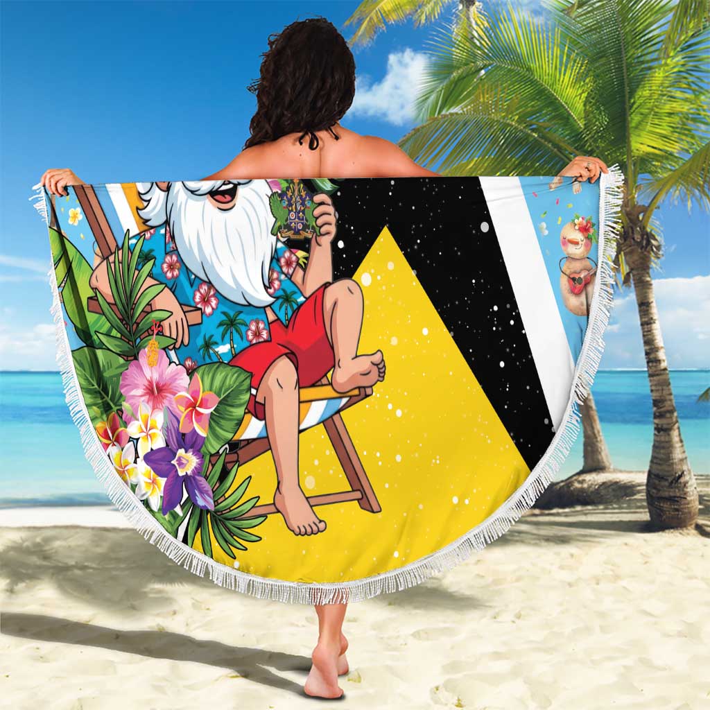 Saint Lucia Christmas Beach Blanket Tropical Santa Claus - Wonder Print Shop