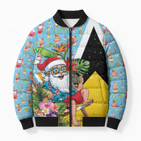 Saint Lucia Christmas Bomber Puffer Jacket Tropical Santa Claus - Wonder Print Shop