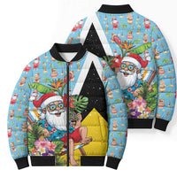 Saint Lucia Christmas Bomber Puffer Jacket Tropical Santa Claus - Wonder Print Shop