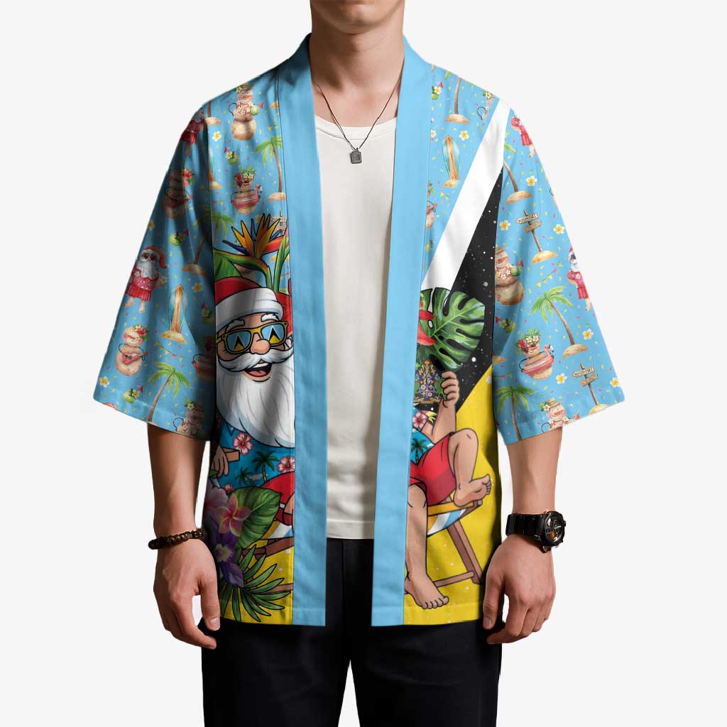 Saint Lucia Christmas Kimono Tropical Santa Claus - Wonder Print Shop