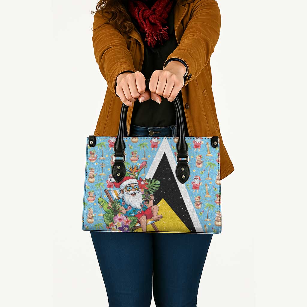 Saint Lucia Christmas Leather Bag Tropical Santa Claus - Wonder Print Shop