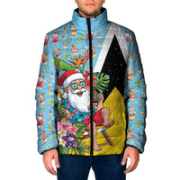 Saint Lucia Christmas Padded Jacket Tropical Santa Claus - Wonder Print Shop
