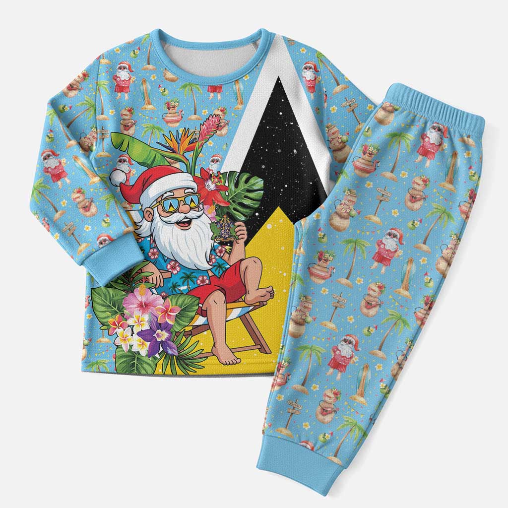 Saint Lucia Christmas Pajama Set Tropical Santa Claus - Wonder Print Shop