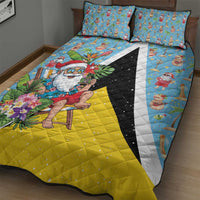 Saint Lucia Christmas Quilt Bed Set Tropical Santa Claus - Wonder Print Shop
