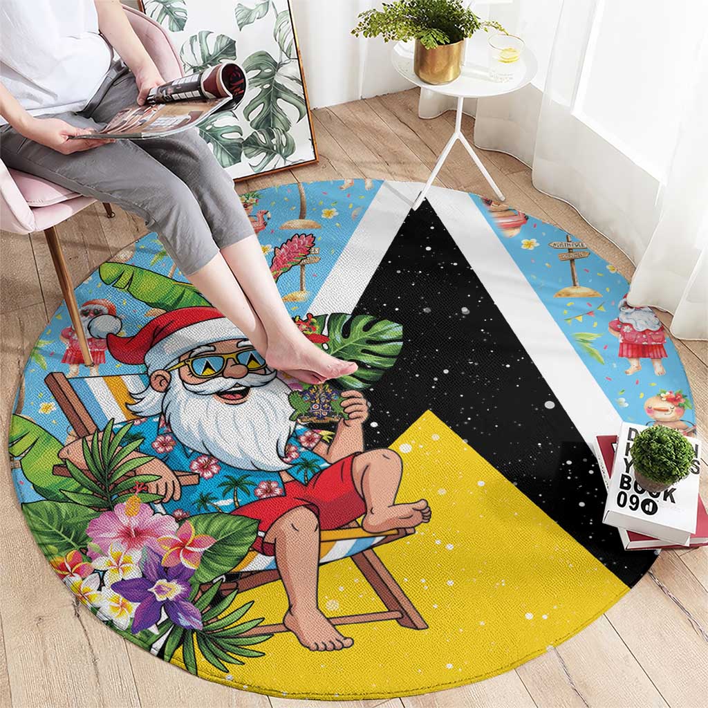 Saint Lucia Christmas Round Carpet Tropical Santa Claus - Wonder Print Shop