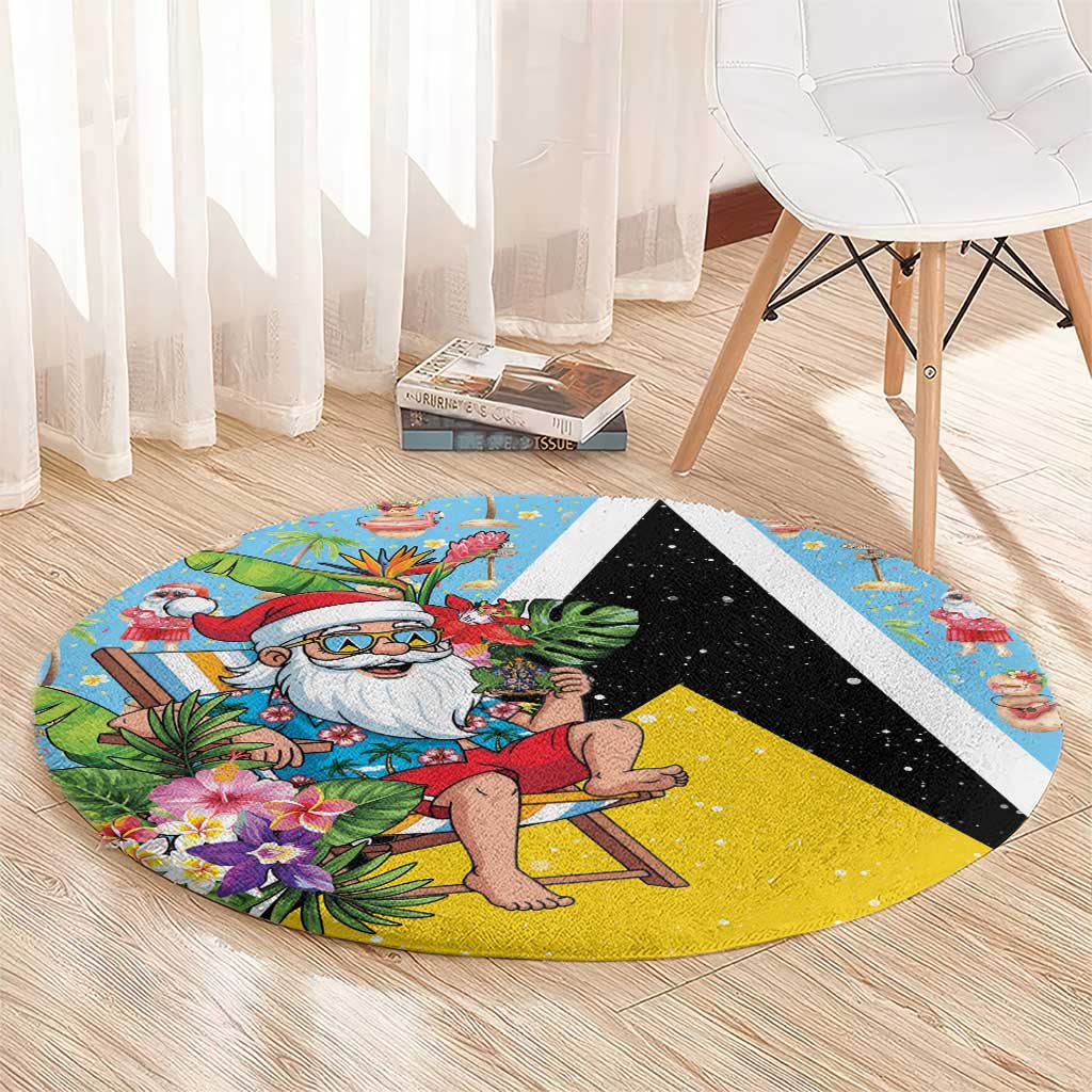 Saint Lucia Christmas Round Carpet Tropical Santa Claus - Wonder Print Shop