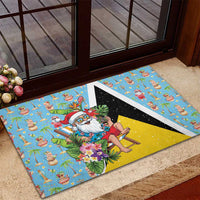 Saint Lucia Christmas Rubber Doormat Tropical Santa Claus - Wonder Print Shop