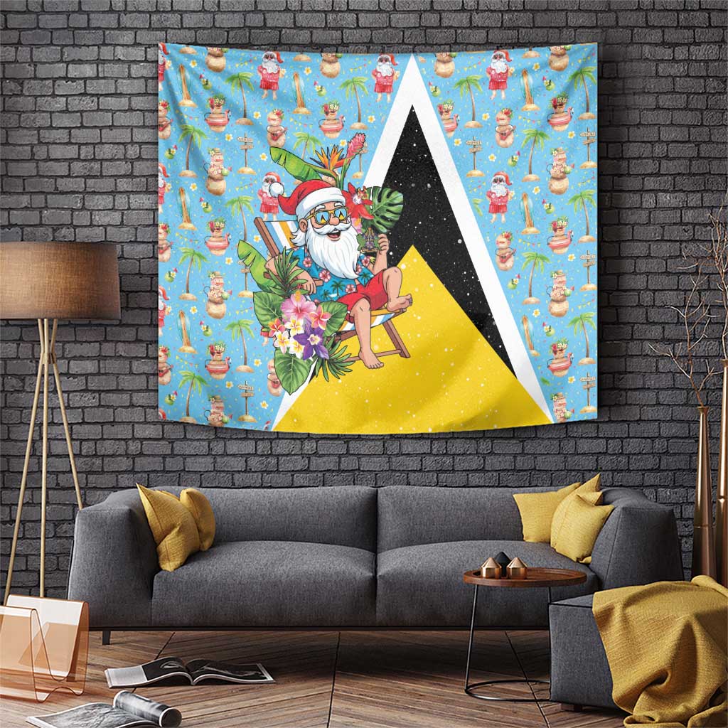 Saint Lucia Christmas Tapestry Tropical Santa Claus - Wonder Print Shop