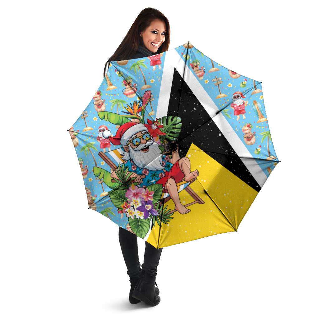 Saint Lucia Christmas Umbrella Tropical Santa Claus - Wonder Print Shop