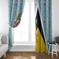 Saint Lucia Christmas Window Curtain Tropical Santa Claus - Wonder Print Shop