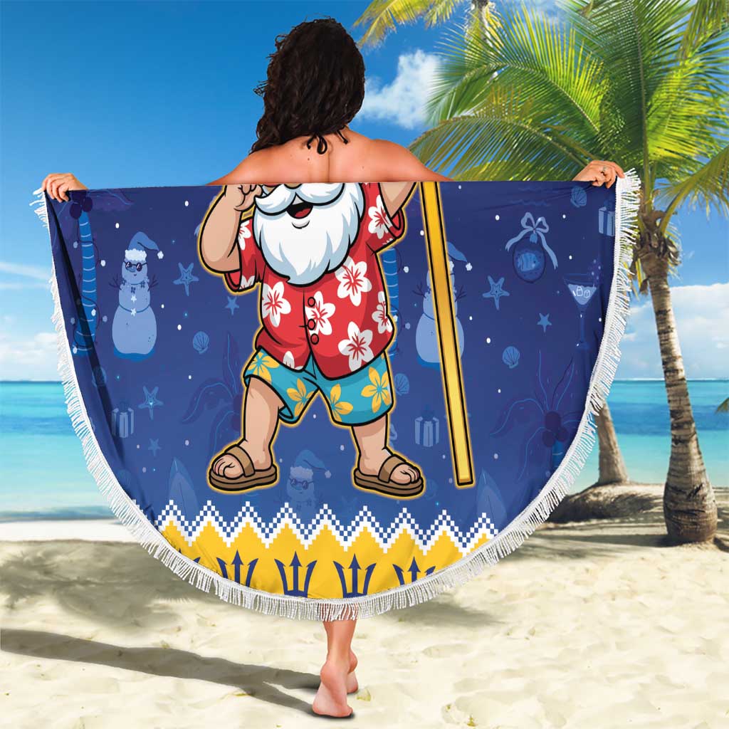 Barbados Christmas Beach Blanket Trident Dabbing Santa - Wonder Print Shop