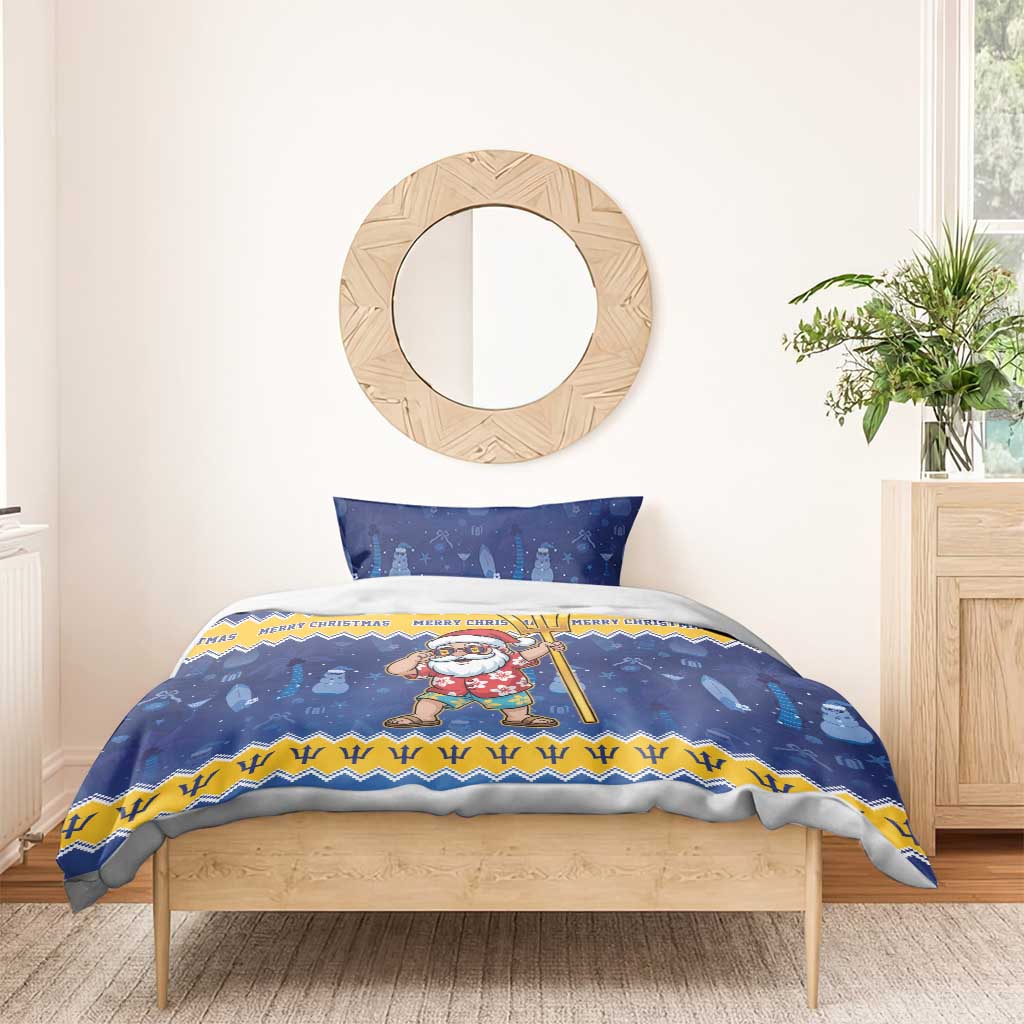 Barbados Christmas Bedding Set Trident Dabbing Santa - Wonder Print Shop