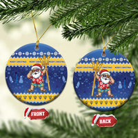Barbados Christmas Ceramic Ornament Trident Dabbing Santa - Wonder Print Shop