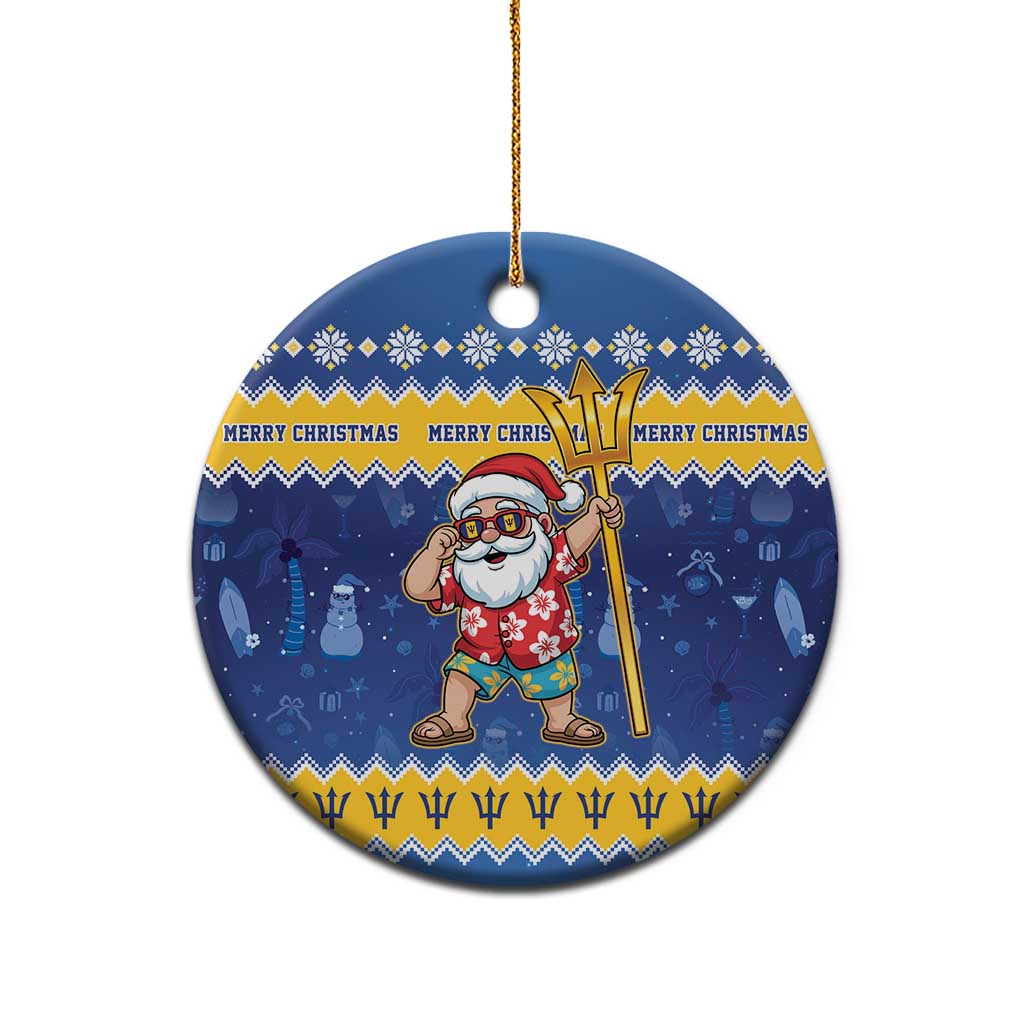 Barbados Christmas Ceramic Ornament Trident Dabbing Santa - Wonder Print Shop