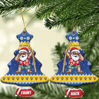 Barbados Christmas Ceramic Ornament Trident Dabbing Santa - Wonder Print Shop