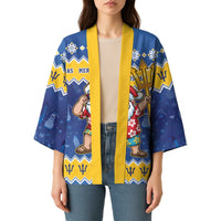 Barbados Christmas Kimono Trident Dabbing Santa - Wonder Print Shop