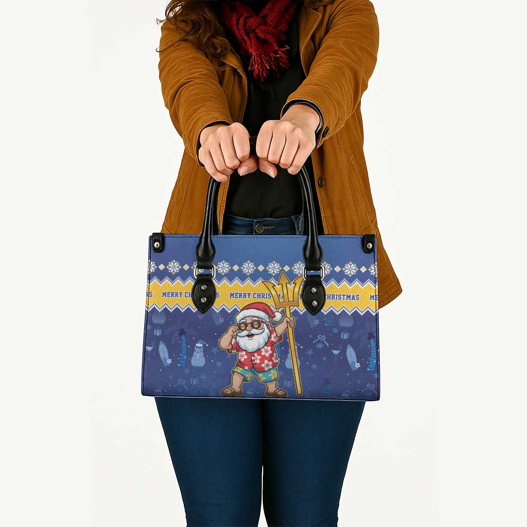 Barbados Christmas Leather Bag Trident Dabbing Santa - Wonder Print Shop