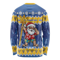 Barbados Christmas Long Sleeve Shirt Trident Dabbing Santa - Wonder Print Shop