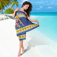 Barbados Christmas Sarong Trident Dabbing Santa - Wonder Print Shop