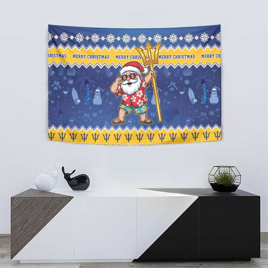 Barbados Christmas Tapestry Trident Dabbing Santa - Wonder Print Shop