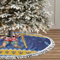 Barbados Christmas Tree Skirt Trident Dabbing Santa - Wonder Print Shop