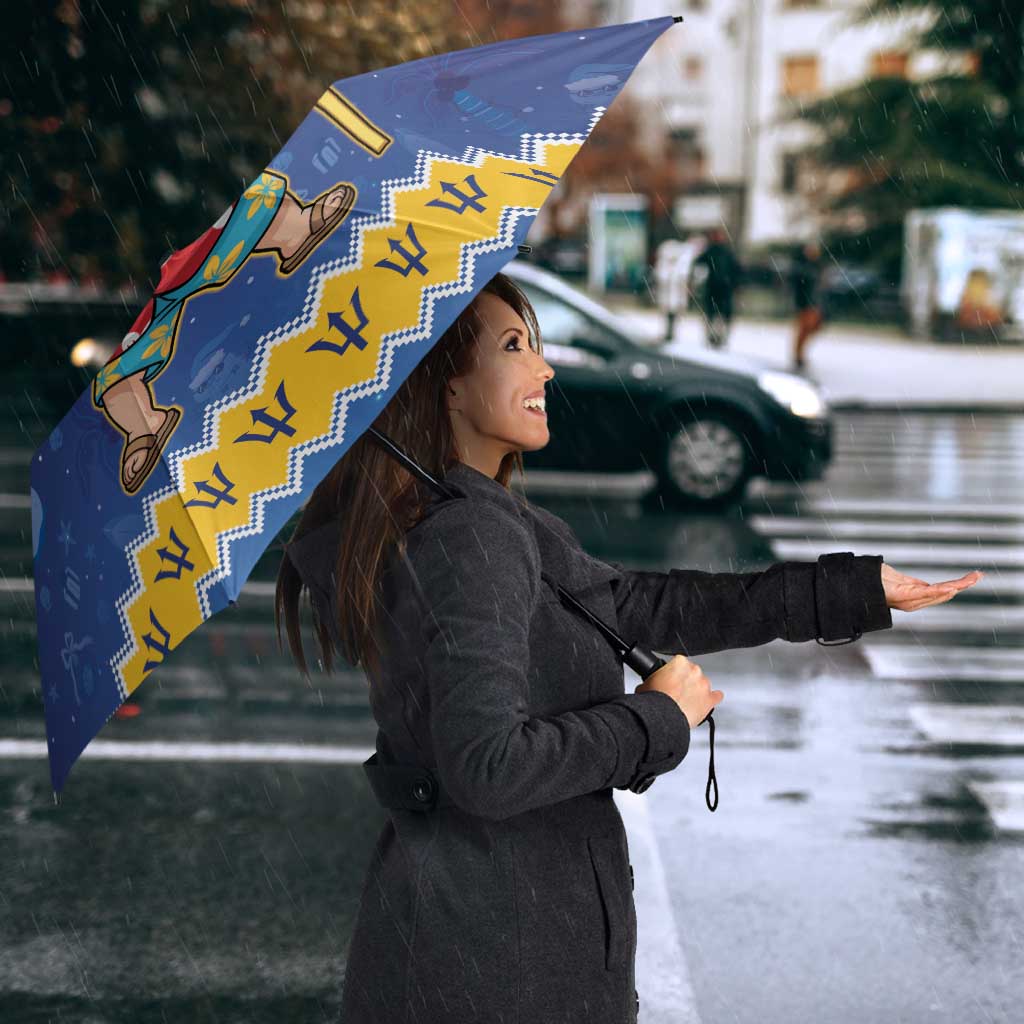 Barbados Christmas Umbrella Trident Dabbing Santa - Wonder Print Shop
