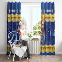 Barbados Christmas Window Curtain Trident Dabbing Santa - Wonder Print Shop