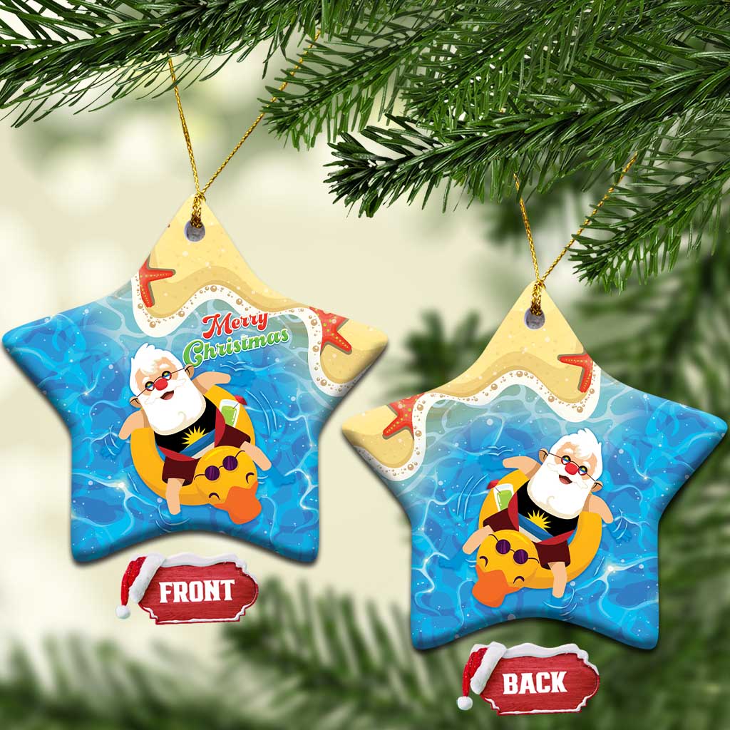 Antigua and Barbuda Christmas Ceramic Ornament Chilling Santa - Wonder Print Shop