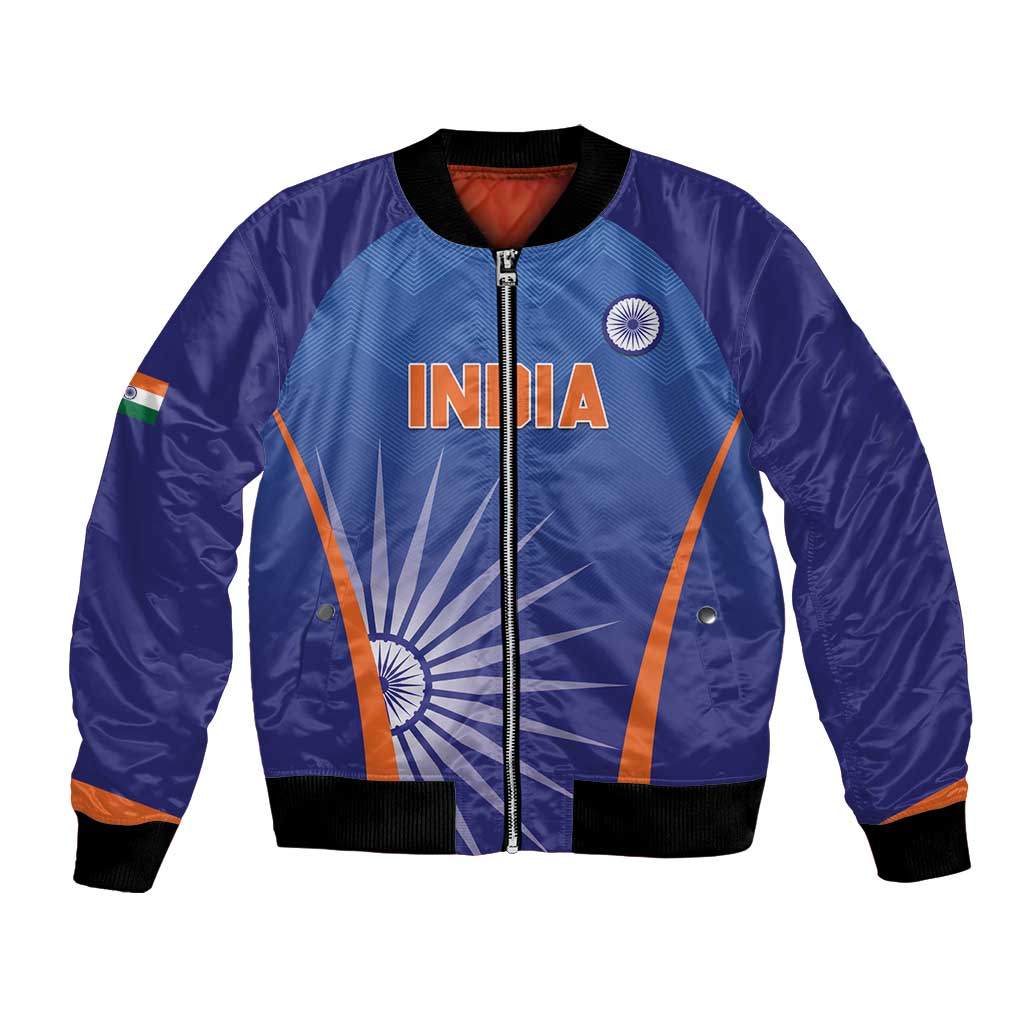 Custom India Cricket Bomber Jacket Go Champions Men In Blue LT05 - Wonder Print Shop