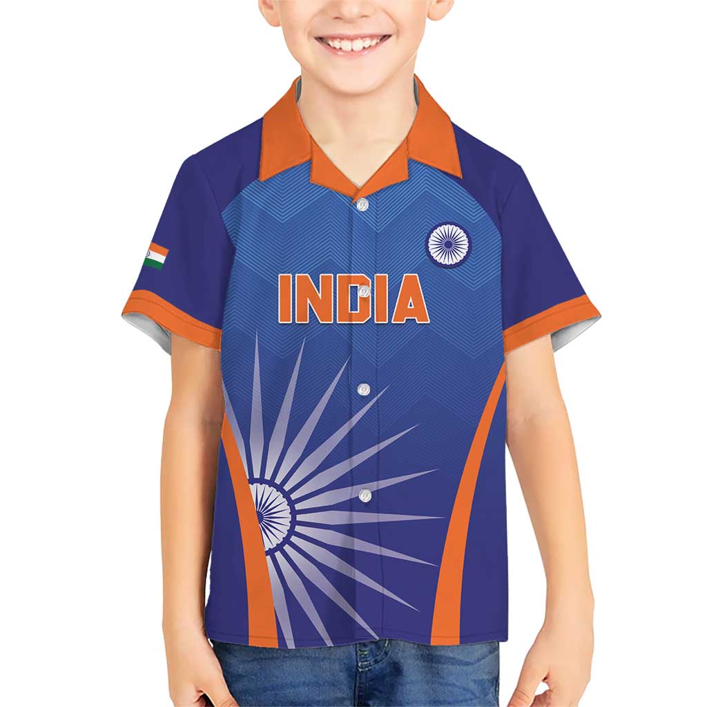 Custom India Cricket Kid Hawaiian Shirt Go Champions Men In Blue LT05 - Wonder Print Shop