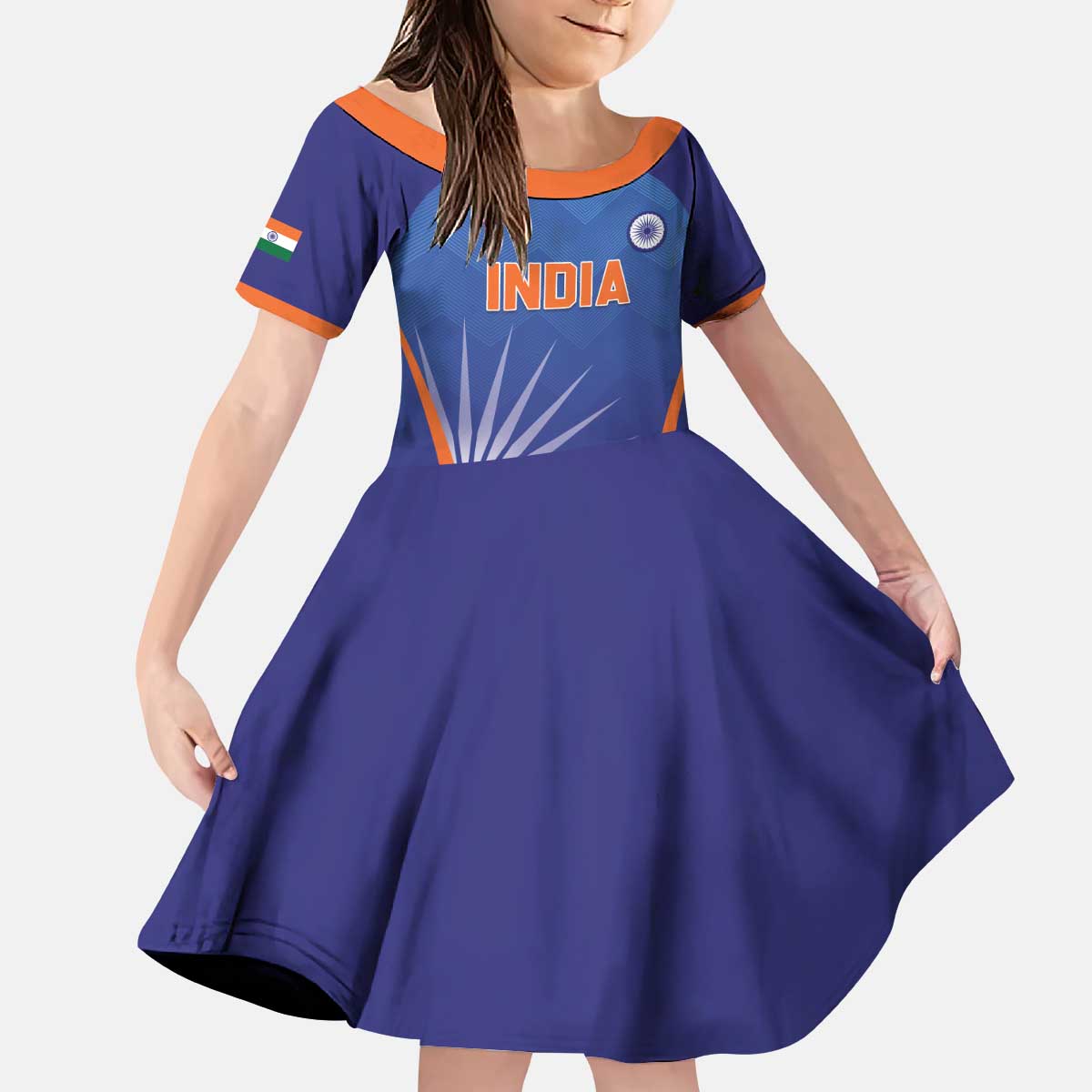 Custom India Cricket Kid Short Sleeve Dress Go Champions Men In Blue LT05 - Wonder Print Shop