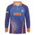 Custom India Cricket Long Sleeve Polo Shirt Go Champions Men In Blue LT05 - Wonder Print Shop