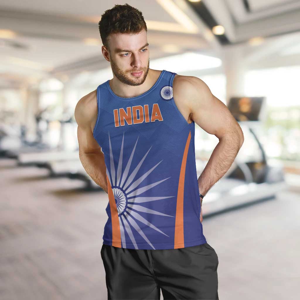 Custom India Cricket Men Tank Top Go Champions Men In Blue