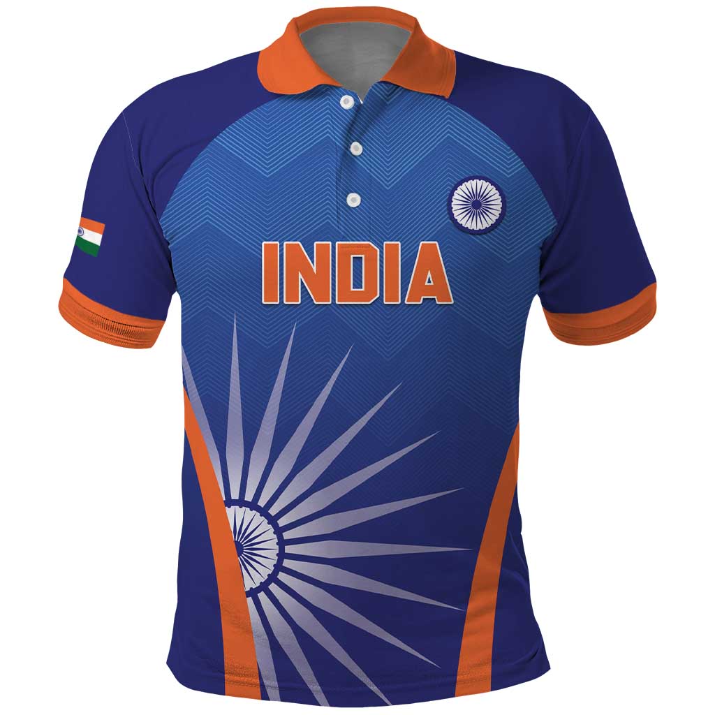 Custom India Cricket Polo Shirt Go Champions Men In Blue