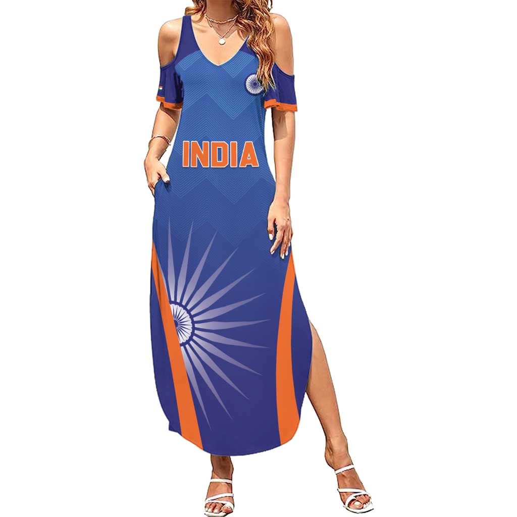 Custom India Cricket Summer Maxi Dress Go Champions Men In Blue