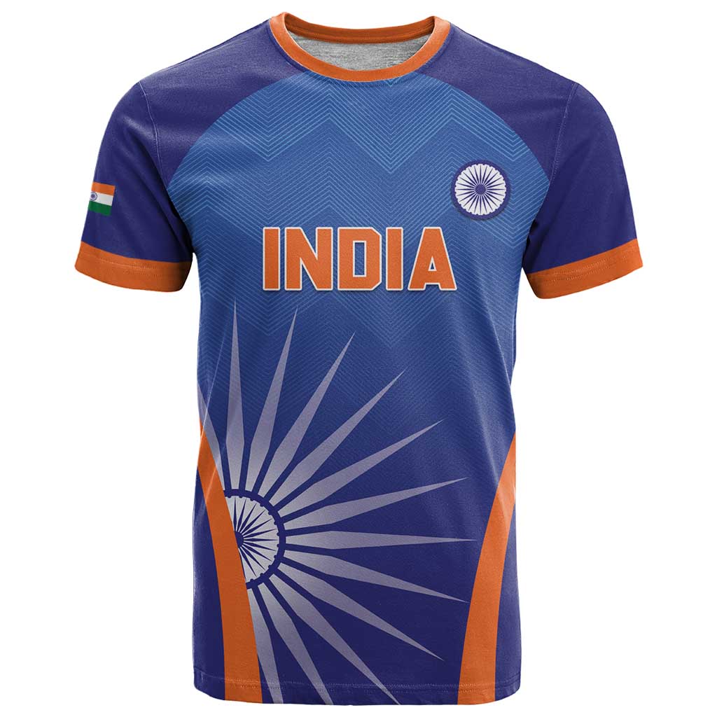 Custom India Cricket T Shirt Go Champions Men In Blue