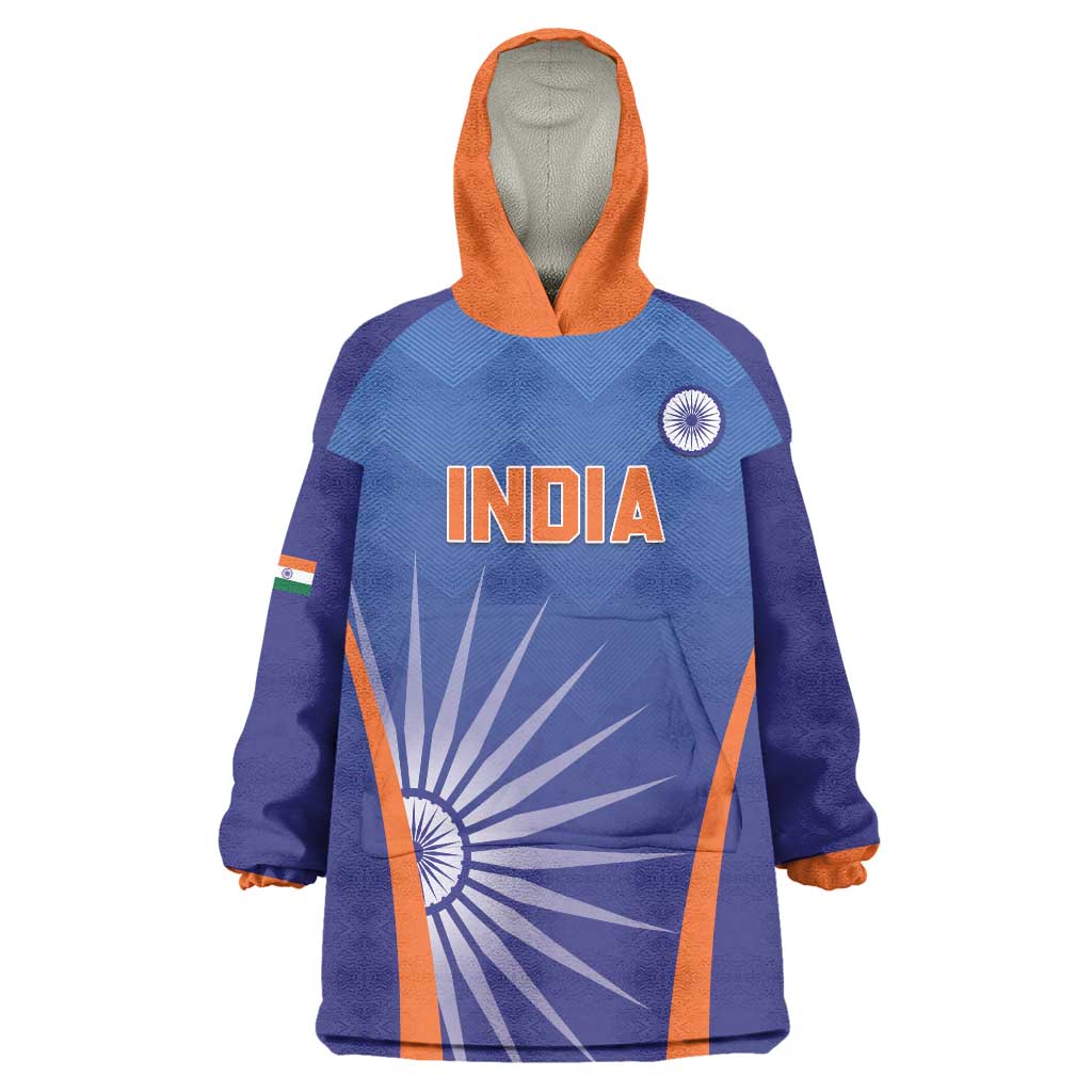 Custom India Cricket Wearable Blanket Hoodie Go Champions Men In Blue