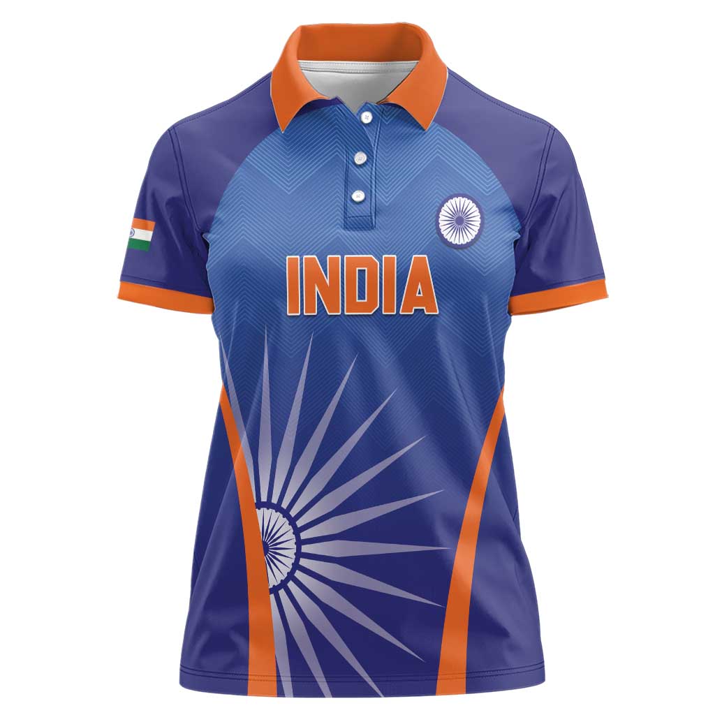 Custom India Cricket Women Polo Shirt Go Champions Men In Blue