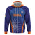 Custom India Cricket Zip Hoodie Go Champions Men In Blue