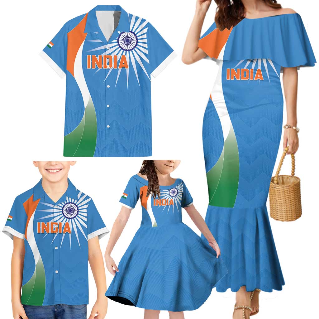 Custom India Cricket Family Matching Mermaid Dress and Hawaiian Shirt Sporty Style LT05 - Wonder Print Shop