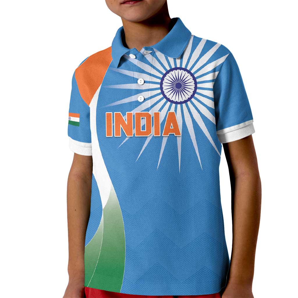 Custom India Cricket Kid Polo Shirt Sporty Style LT05 - Wonder Print Shop