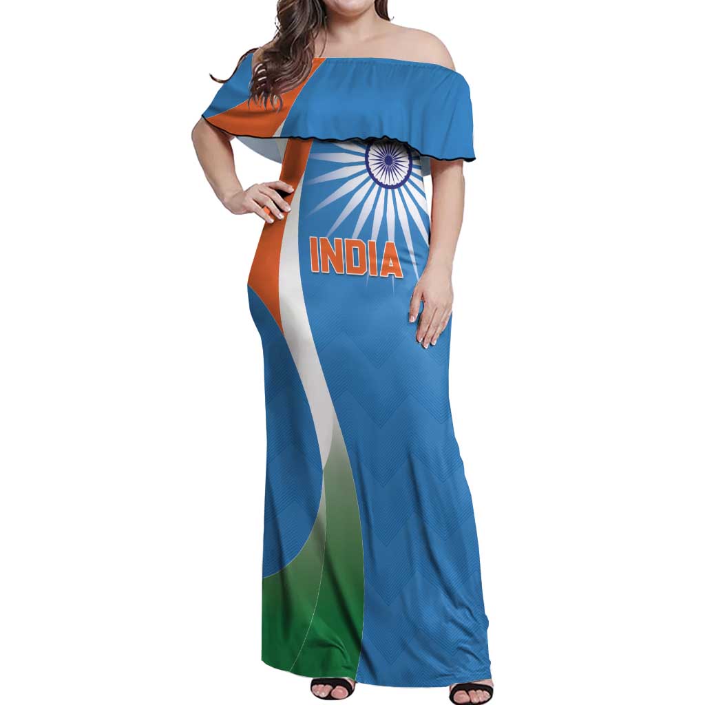 Custom India Cricket Off Shoulder Maxi Dress Sporty Style LT05 - Wonder Print Shop