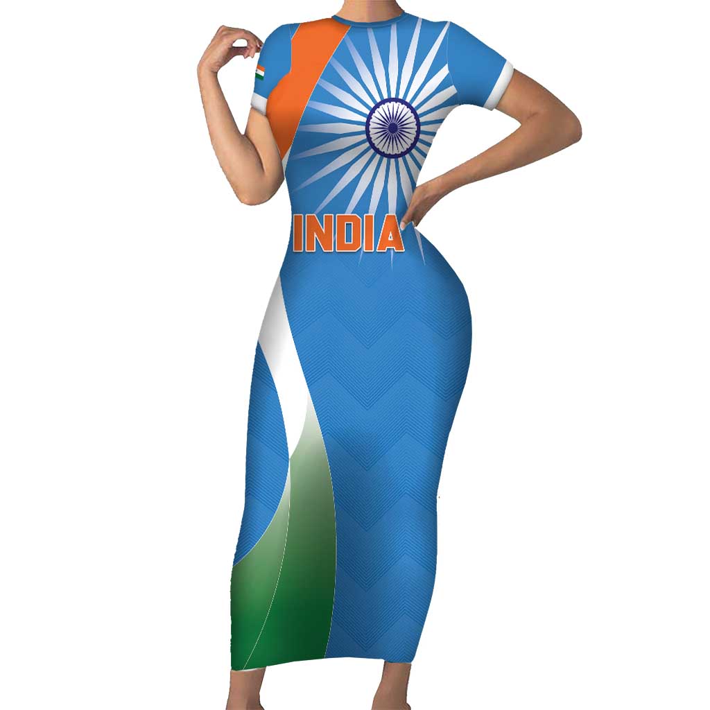 Custom India Cricket Short Sleeve Bodycon Dress Sporty Style