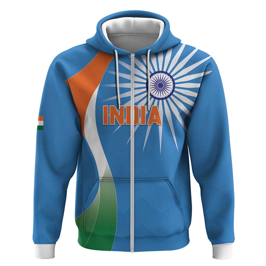 Custom India Cricket Zip Hoodie Sporty Style