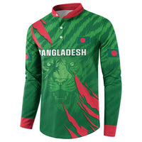 Green button-up cricket sweatshirt with Bangladesh chest print and red accents